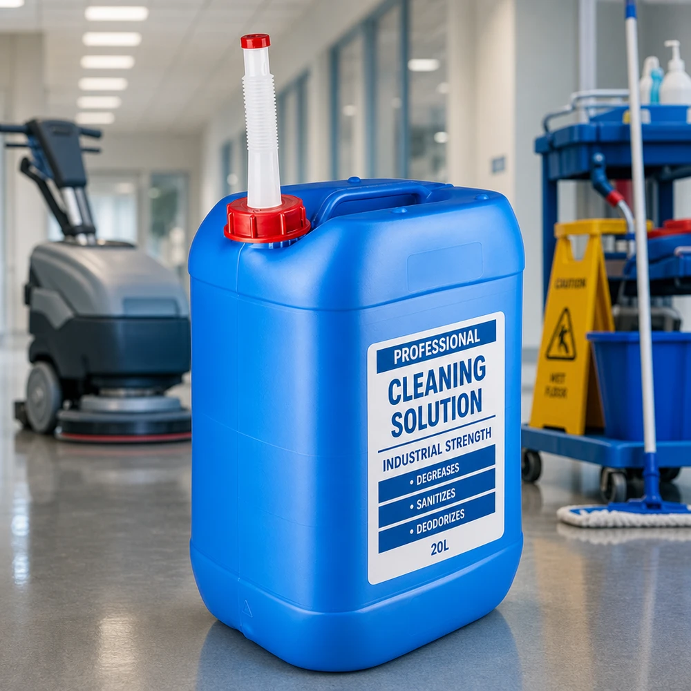 Kanister 25 Liter blau mit Auslaufrohr Flex Großkanister 25L blau mit weißem Biegerohr und rotem Sicherheitsverschluss für Reinigungsmittel