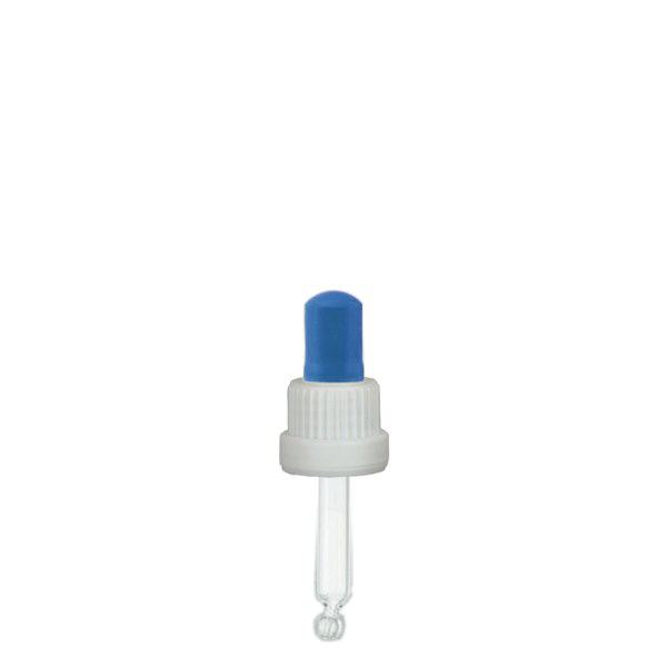 Glas-Tropfpipette weiß/blau 18mm PL44 Standard