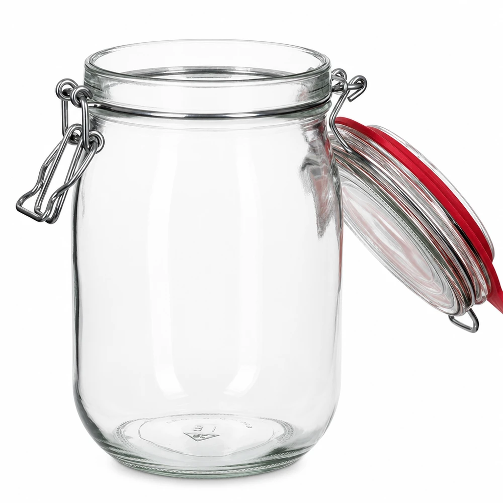 Bocal de conservation de 1 140 ml, type G, avec bouchon à clip UN.. Vielseitiges Aufbewahrungsglas 1140ml mit sicherem Verschlusssystem für Küche