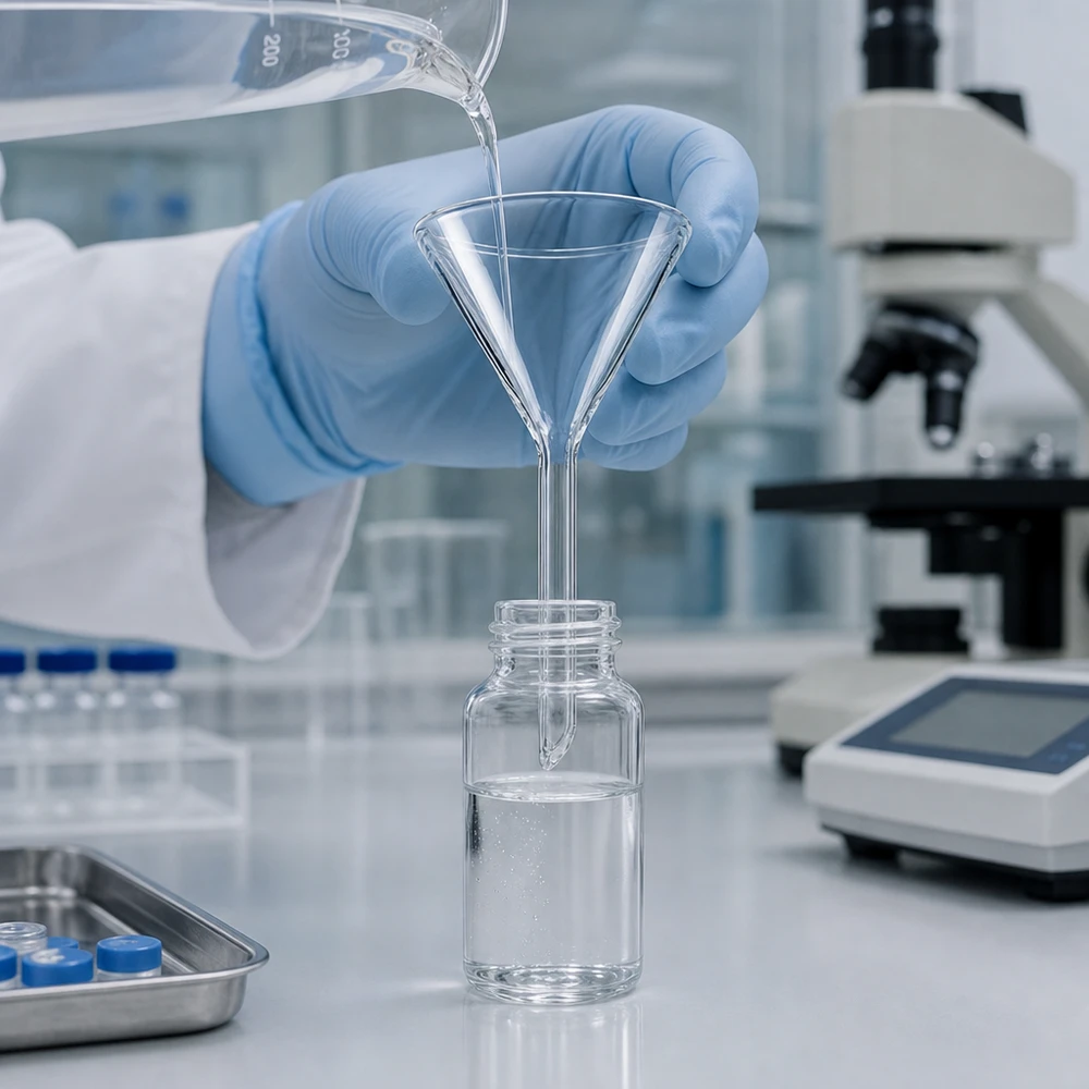 Entonnoir de laboratoire précis avec un angle de 60 degrés en verre borosilicaté résistant aux produits chimiques