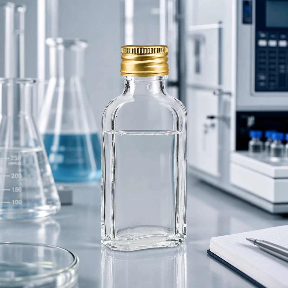 Meplat Glasflasche 50ml mit goldenem Alu Deckel PP22 ideal für ätherische Öle und Extrakte