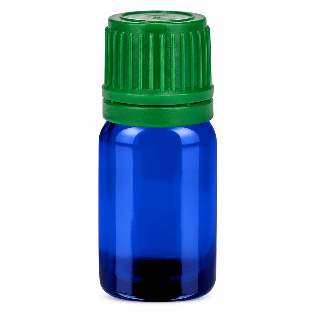 Flacon 5ml 11mm SV vert OV BlueLine UT18/5 Flacon en verre bleu avec bouchon vert 5ml pour un dosage précis des liquides