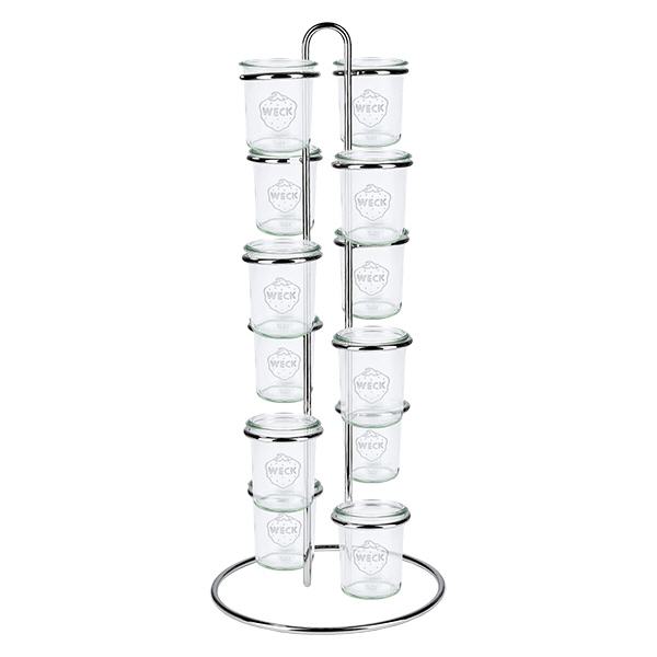 Portabottiglie Vertico12 per 12 tumbler WECK Portavasetti verticale con 12 vasetti WECK per un'organizzazione pratica e salvaspazio.