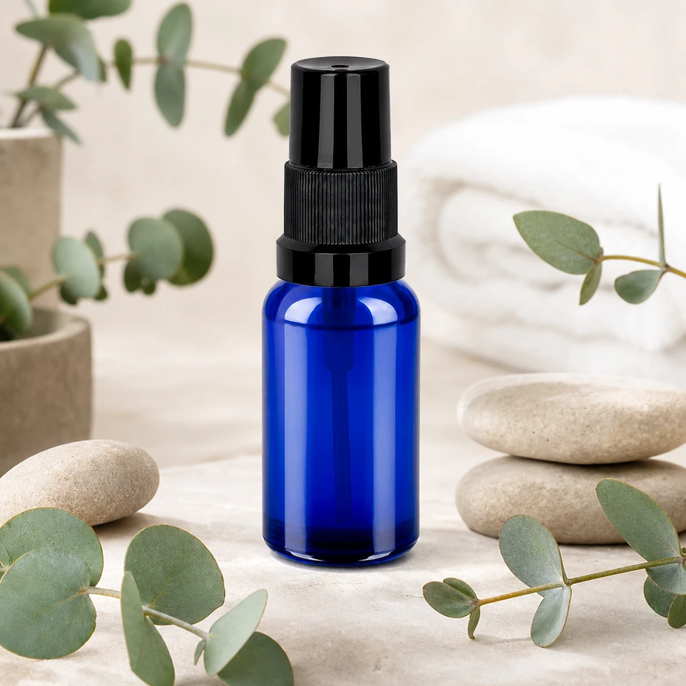 20ml Sprayflasche schwarz Standardverschluss BlueLine UT18/20 Premium 20ml Sprühflasche UT18/20 mit mattschwarzer Kappe und professionellem Zerstäubersystem