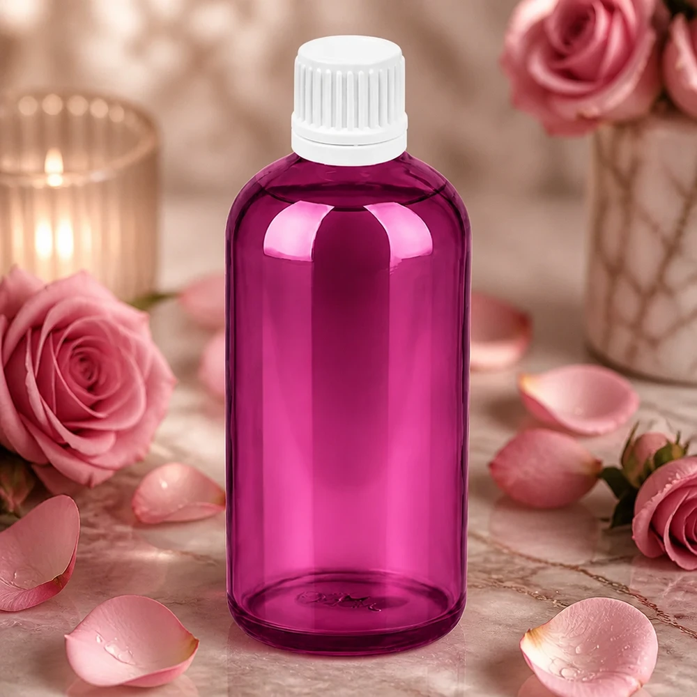 100ml Tropfflasche 0.7mm weiss Originalität Schraubverschlusserschluss PurpleLine UT18/100 Stylische 100ml Flasche mit Tropfer in Violett-Weiß ideal für Parfüm-Kreationen und Essenzen