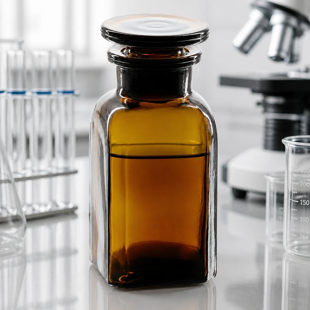 Bottiglia quadrata 100ml marrone a collo largo, tappo in vetro Flacone con protezione dalla luce da 100 ml, in vetro ambrato, di forma quadrata, con tappo in vetro a tenuta ermetica, per prodotti chimici da laboratorio