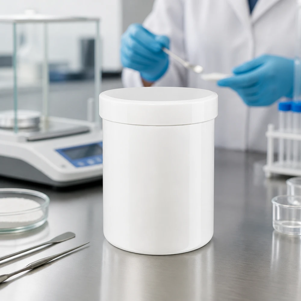 Pot à onguent blanc 100 g avec couvercle blanc (PP) Pot de pharmacie de 100 g en PP blanc, résistant au stockage, idéal pour les pommades, les crèmes et les pâtes