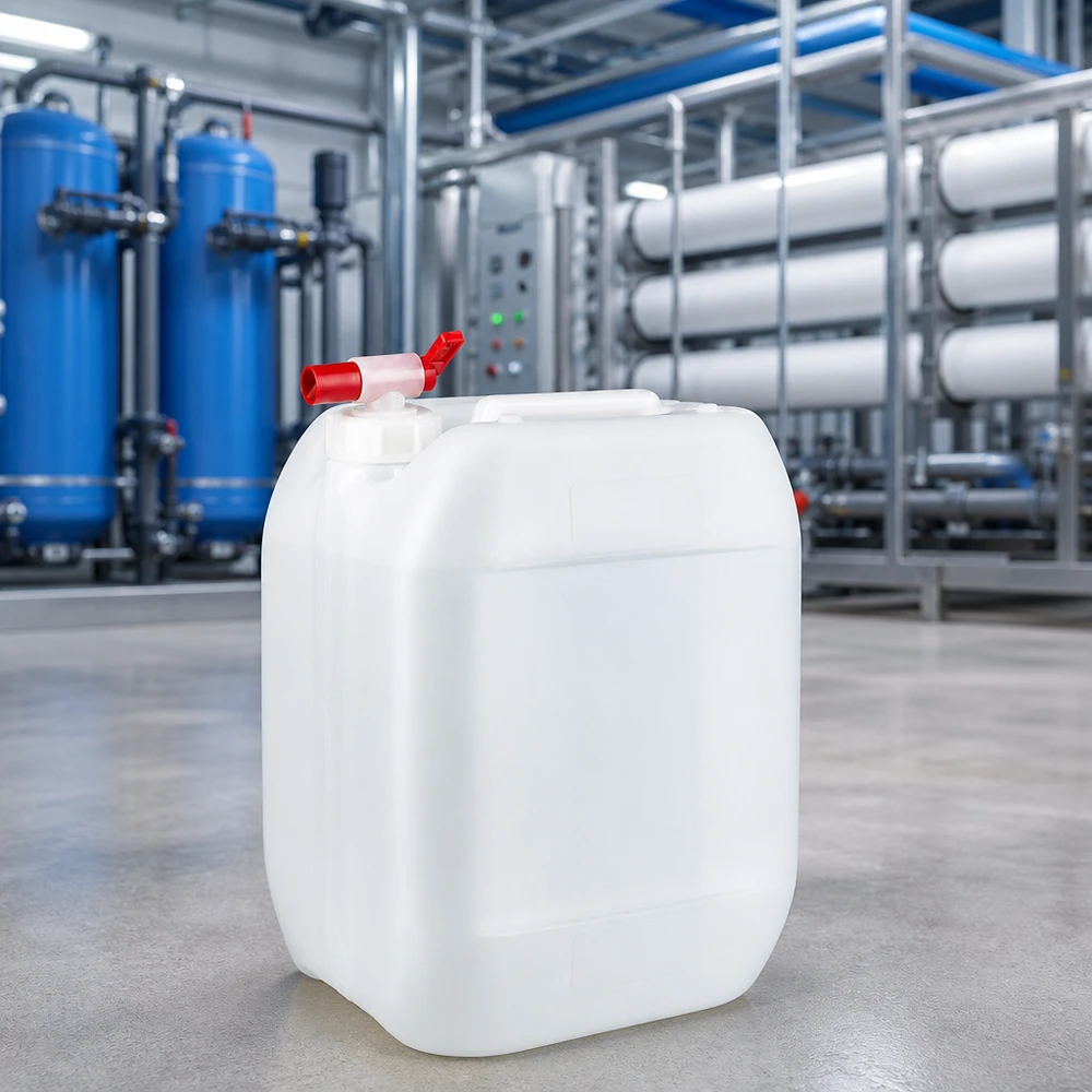 Kanister 10 Liter mit Auslaufhahn Robuster Transportkanister 10L mit rotem Hahn zur sicheren Lagerung von Industrieflüssigkeiten