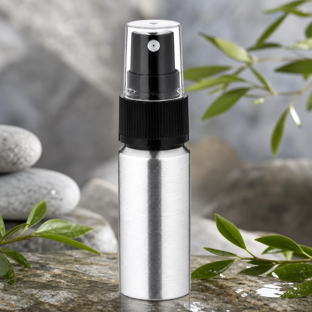 20ml geschliffene Aluflasche mit Zerstäuber Vielseitige 20ml Aluminiumflasche mit Zerstäuber für Parfum Mundspray und Aromatherapie