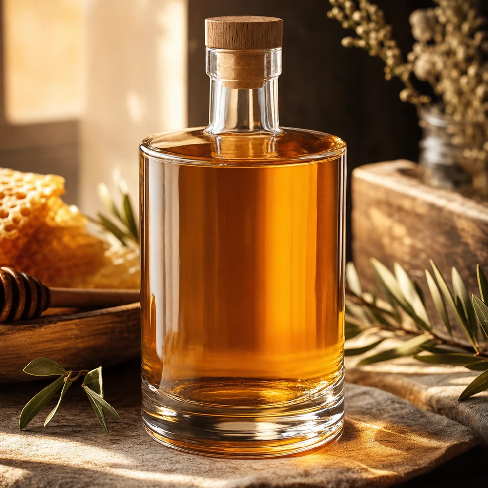 Bottiglia in vetro da 700 ml Marie con tappo in sughero con impugnatura in legno UNiTWIST®