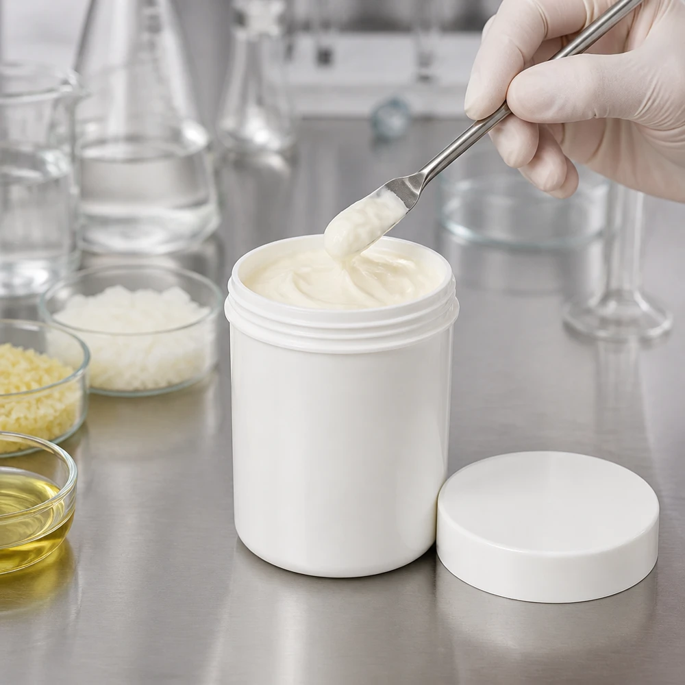 Pot à onguent blanc 75 g avec couvercle blanc (PP) Pot à pommade blanc de 75 g en PP, doté d'une large ouverture facilitant le remplissage avec de la crème pour la peau