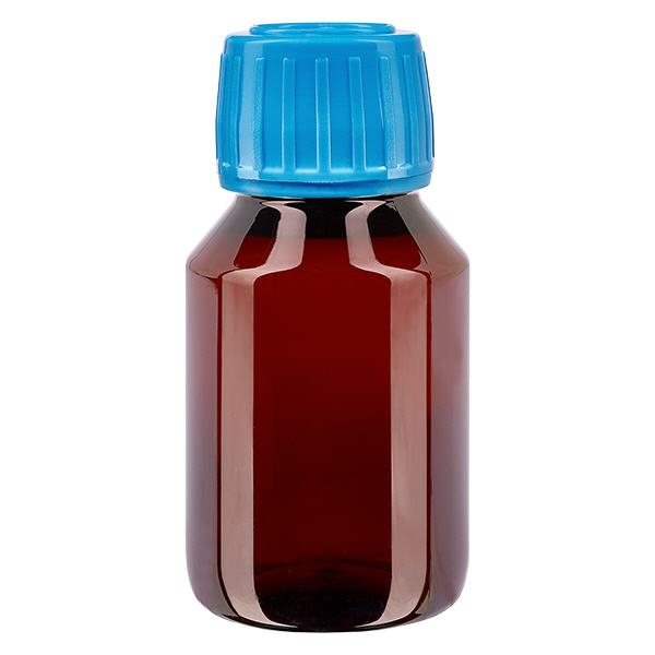 Bottiglia PET 50ml con tappo blu OV Bottiglia PET 50ml con tappo blu OV