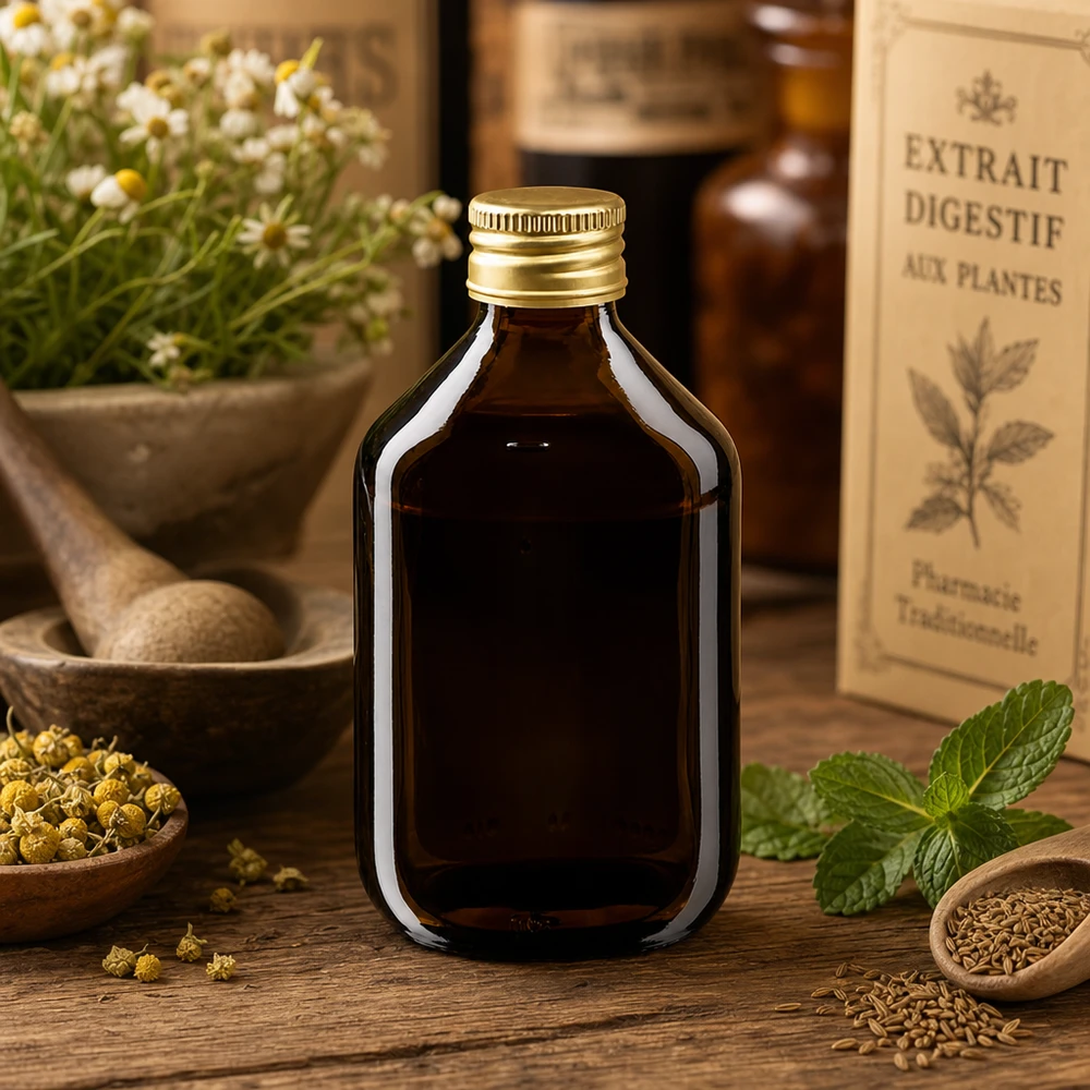 Flacone compatto da 300 ml in vetro ambrato con protezione UV e pratico tappo a vite.