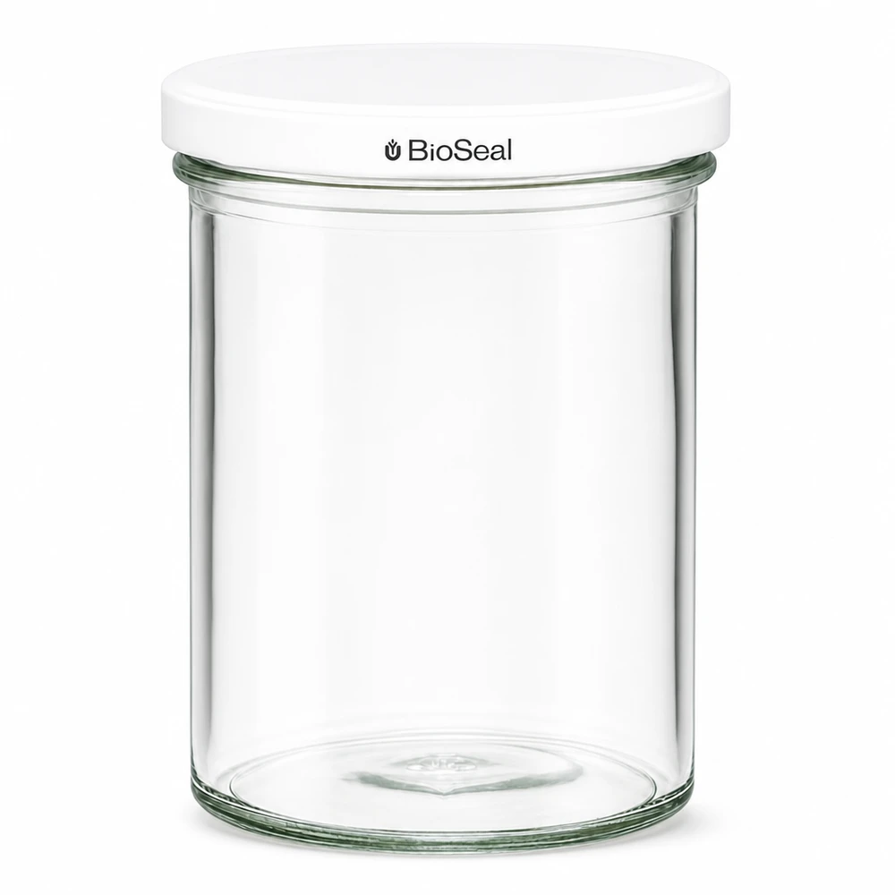 Barattolo per conserve UNiTWIST 435ml con coperchio bianco TO82 BioSeal Barattolo sagomato per la conservazione degli alimenti