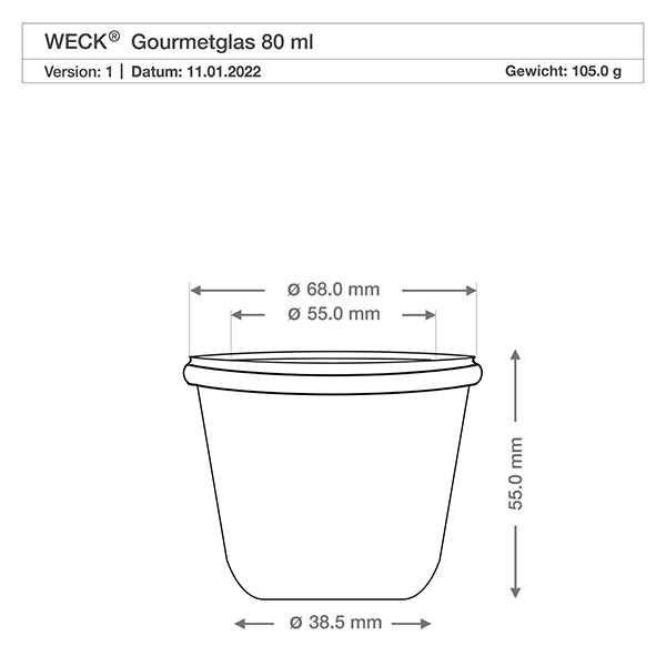 80ml Gourmetglas WECK RR60