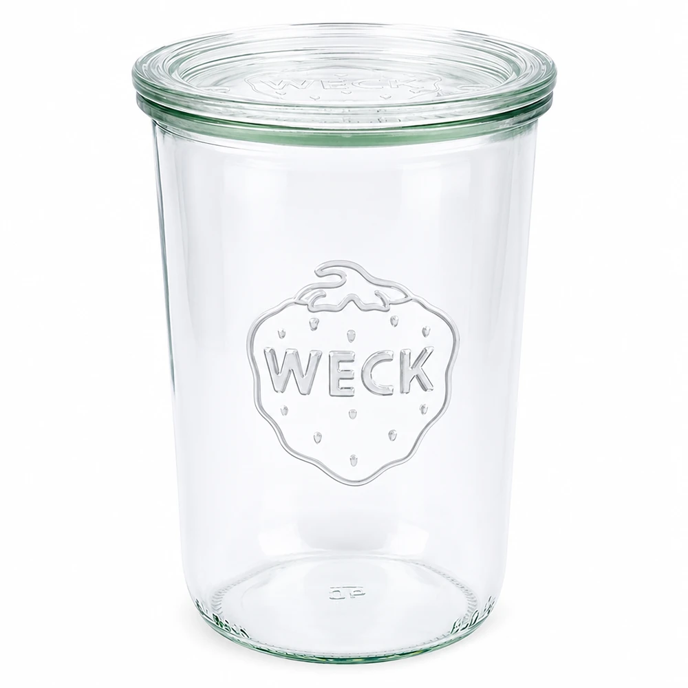 WECK Sturzglas 850ml mit Glasdeckel RR100 Einmachglas transparent mit WECK Logo für Konservierung