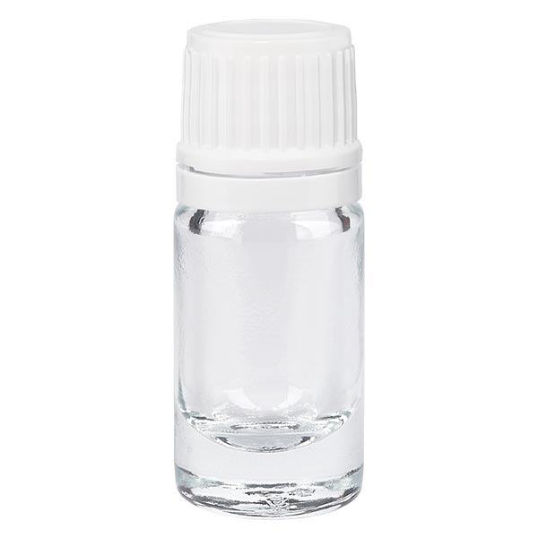 Flacone contagocce trasparente da 5 ml OV bianco/0,7 mm ApoGlas Flacone contagocce trasparente da 5 ml OV bianco/0,7 mm ApoGlas