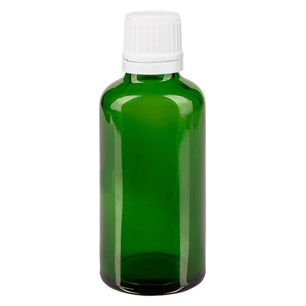 Bottiglia da farmacia verde da 50 ml. SV OV bianco/11mm ApoGlas Bottiglia da farmacia verde da 50 ml. SV OV bianco/11mm ApoGlas
