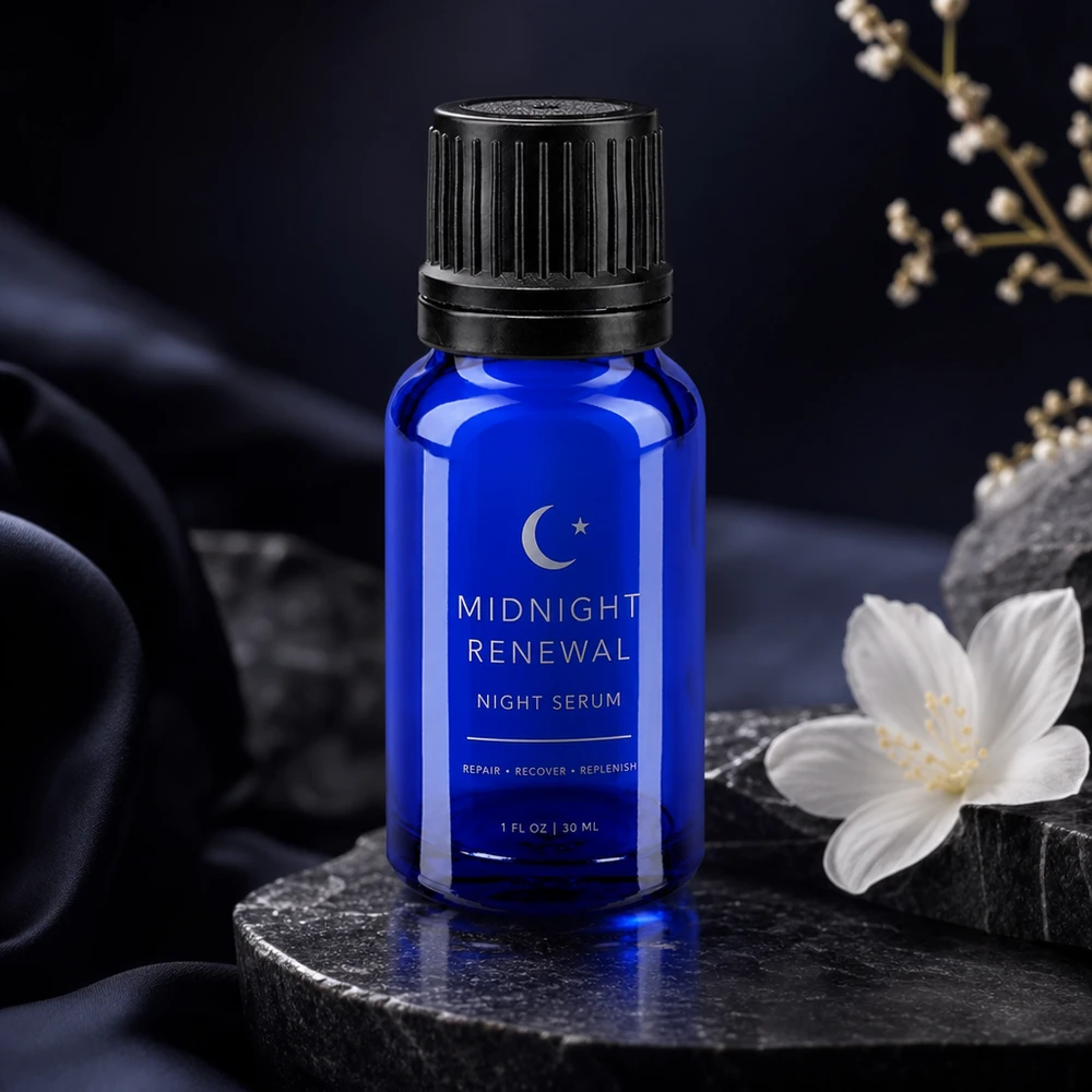 Hochwertige 10ml Dosierflasche Blauglas mit schwarzem Kindersicherheitsverschluss und Tropfeinsatz