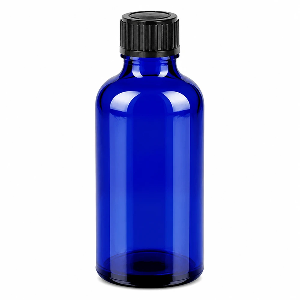 Flacon 50ml 11mm SV noir OV BlueLine UT18/50 Bouteille en verre BlueLine de 50 ml avec bouchon SV noir pour un stockage sûr des liquides