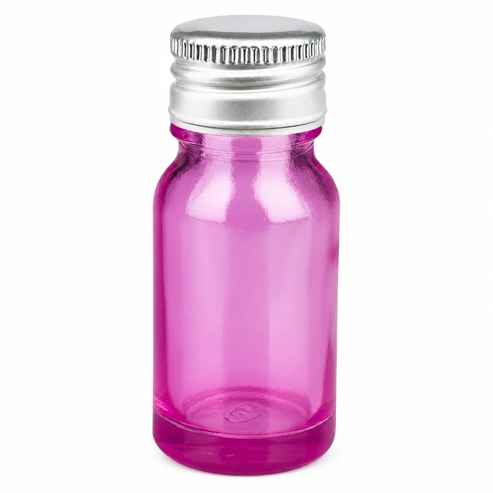 10ml Flasche 11mm Schraubverschluss Alu-Silberer Standard PurpleLine.UT18/10 10ml Flasche aus transparentem Glas in lila Farbe mit praktischem Metallverschluss
