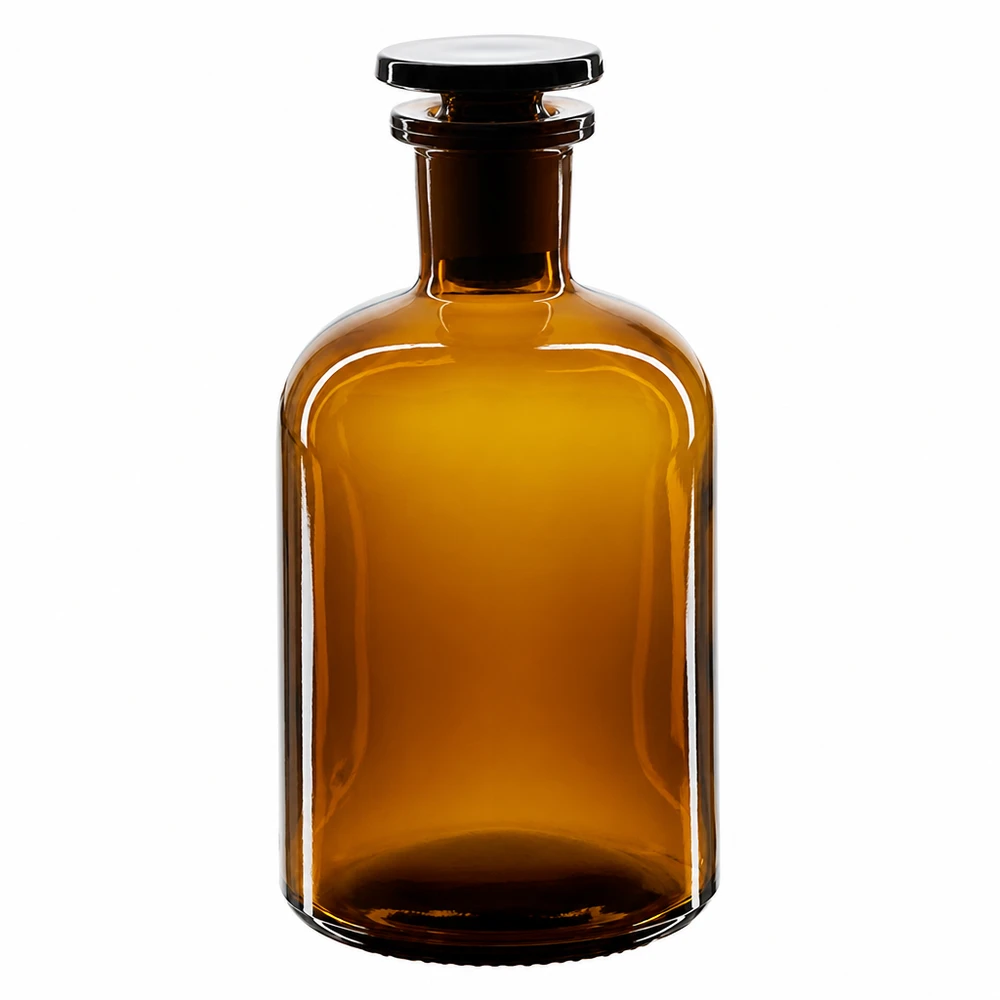 Bottiglia a spalla tonda 250ml marrone collo stretto in vetro tappo Bottiglia marrone a spalla arrotondata da 250 ml con tappo in vetro e collo stretto, realizzata in vetro da laboratorio di alta qualità