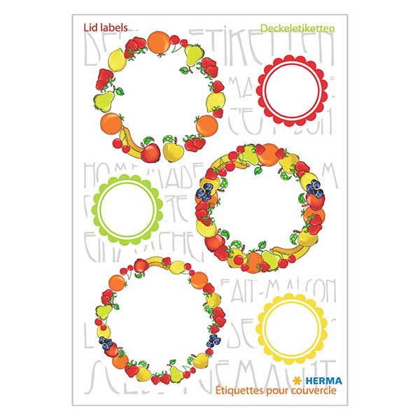 Etichette per coperchi "Frutta" (18 adesivi) ø 24/43 mm Etichette per coperchi "Frutta" (18 adesivi) ø 24/43 mm