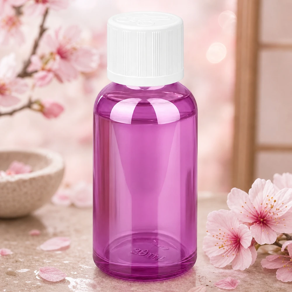 30ml Flasche 11mm Schraubverschluss weiß Standard Kindersicher PurpleLine UT18/30 Hochwertige 30ml Glasflasche in Lila - optimal für Naturkosmetik und DIY-Mischungen