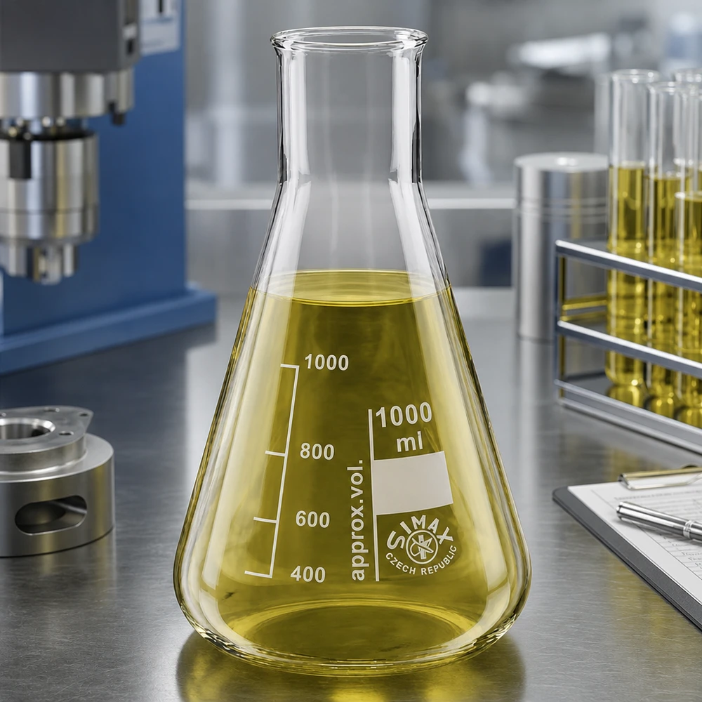 Matraccio Erlenmeyer da 300 ml a collo largo con base stabile per un appoggio sicuro sul banco di laboratorio