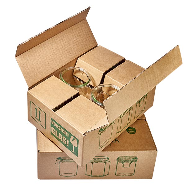 Barattolo a tulipano da 75 ml con coperchio in vetro WECK RR40 WECK vaso a tulipano 1062ml RR100 Imballaggio per la spedizione Scatola di cartone con imbottitura protettiva per il trasporto sicuro dei vasi da conserva