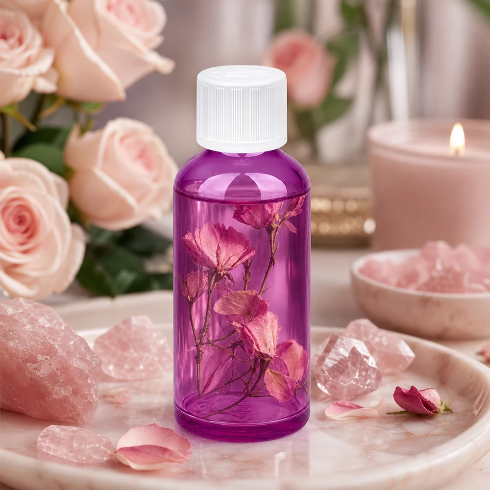 Flacone contagocce viola da 50 ml con tappo a prova di bambino e di rotazione per sicurezza