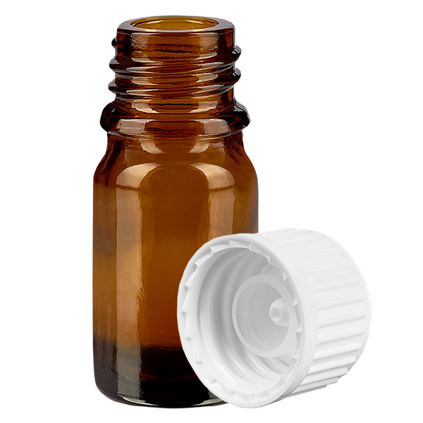 5ml Globuliflasche 3mm Giessring weiß Standardverschluss BrownLine UT18/5