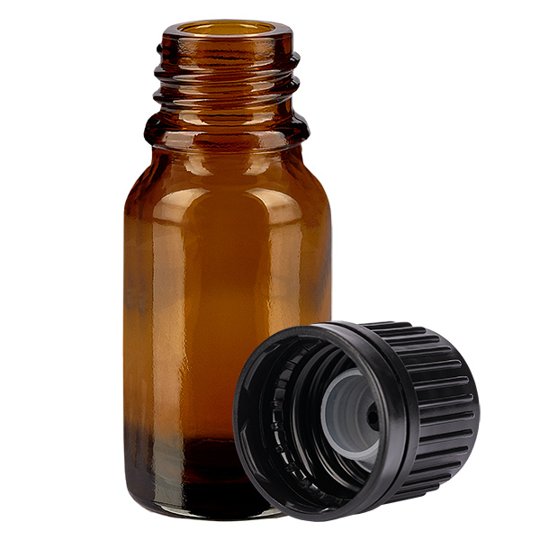 10ml Globuliflasche 3mm Giessring schwarz Originalitätsverschluss BrownL. UT18/10