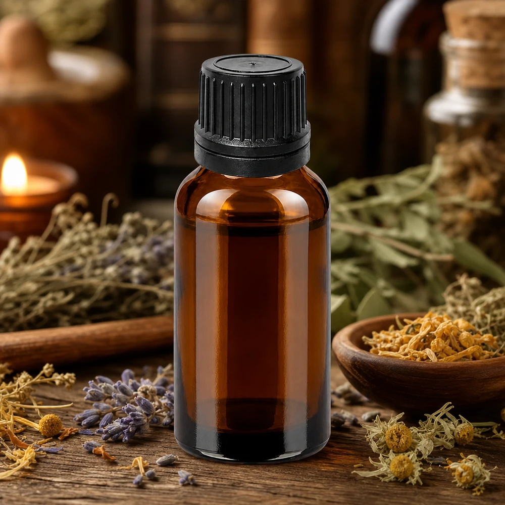 Flacone contagocce da 20 ml con vetro marrone a protezione della luce per oli ed estratti sensibili