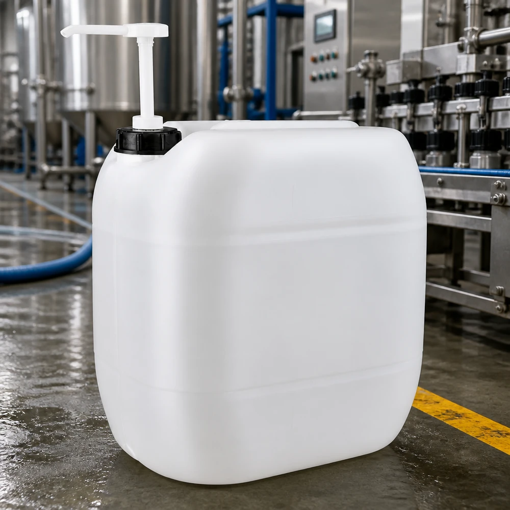 Kanister 30 Liter mit Dosierpumpe Hygienischer Flüssigkeitskanister 30 Liter mit Einhandpumpe für Industrie