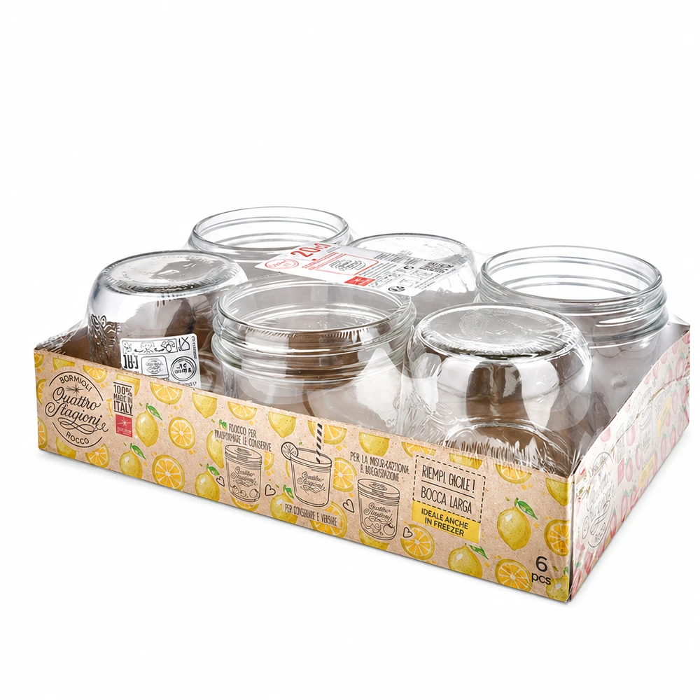 Vaso per gioielli "Quattro Stagioni" da 200 ml Set di 6 barattoli Quattro Stagioni da 200 ml con coperchio in confezione di vendita per la conservazione e lo stoccaggio