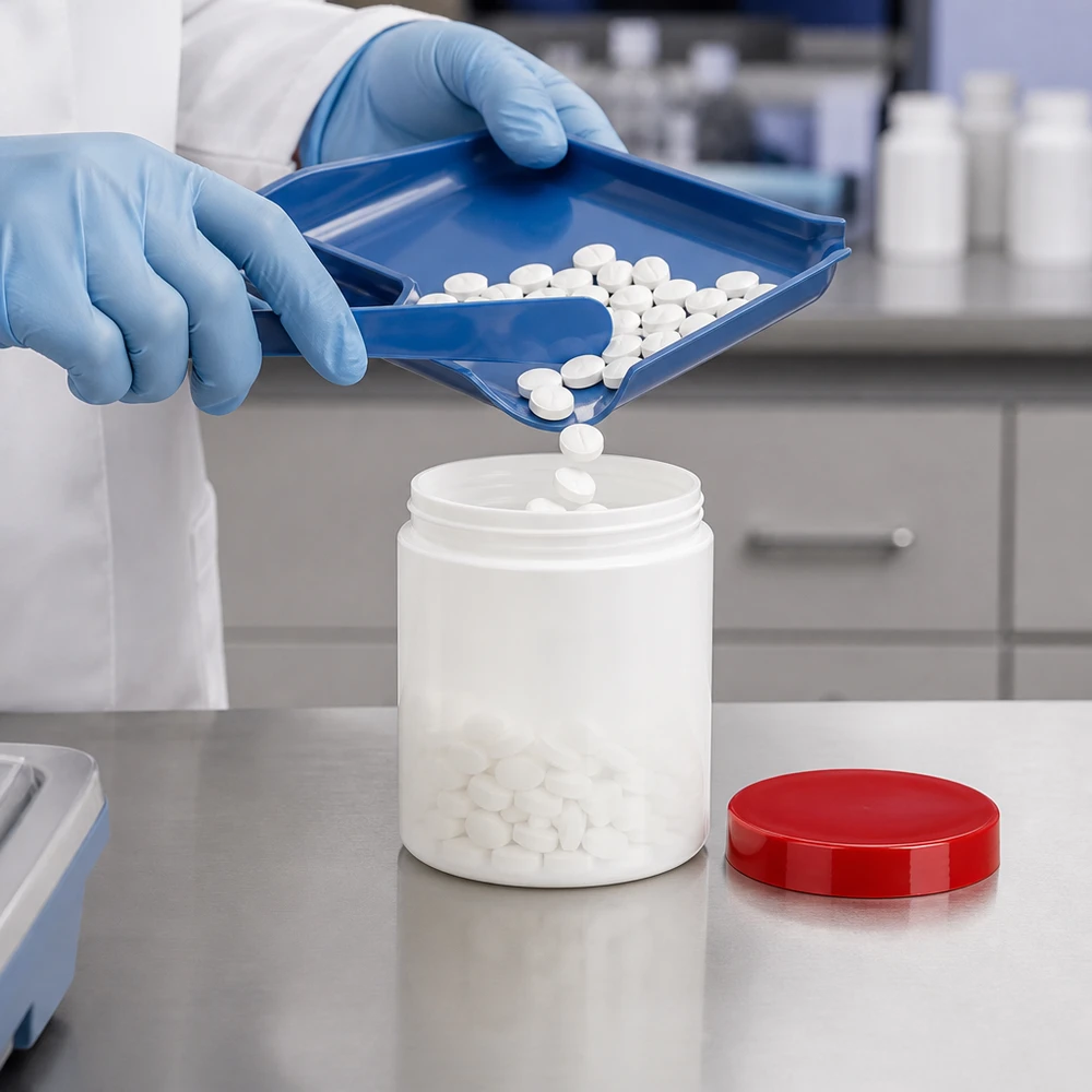 Pot à pommade cylindrique de 30 g en plastique PP blanc avec bouchon à vis rouge