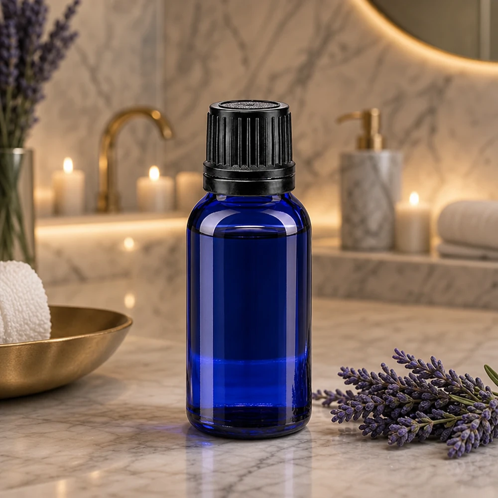 Apothekenflasche blau 10ml Tropfverschluss Giessring 1mm schwarz Originalitätsverschluss Lichtschutzflasche 10ml Blauglas mit Originalitätsverschluss schwarz für empfindliche Wirkstoffe