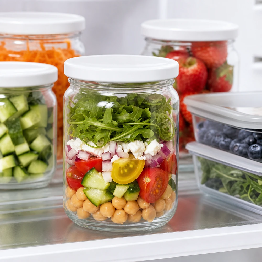 Barattolo rotondo UNiTWIST da 212 ml con coperchio BasicSeal per disporre l'insalata in frigorifero Meal Prep per la conservazione dell'insalata