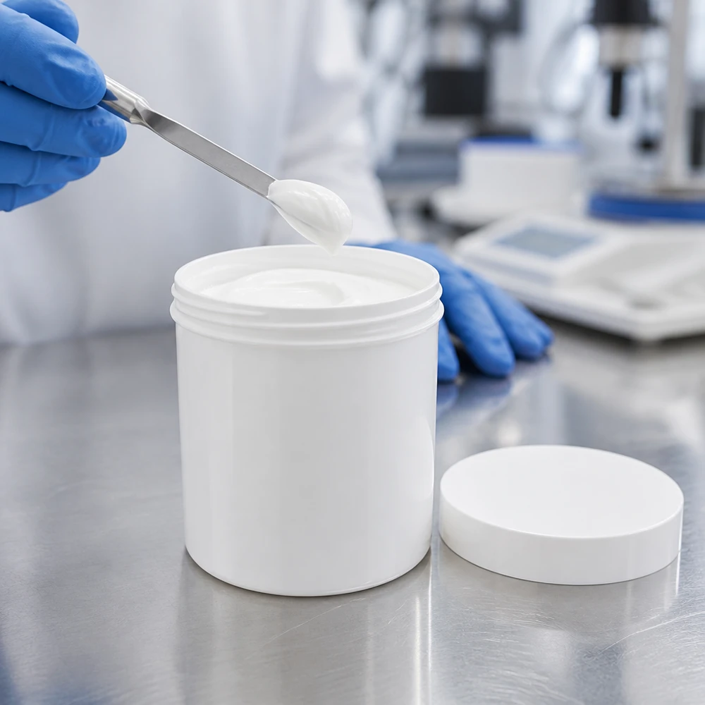 Pot à onguent blanc 250 g avec couvercle blanc (PP) Pot à pommade pharmaceutique de 250 g en plastique PP de qualité alimentaire, destiné aux crèmes médicales