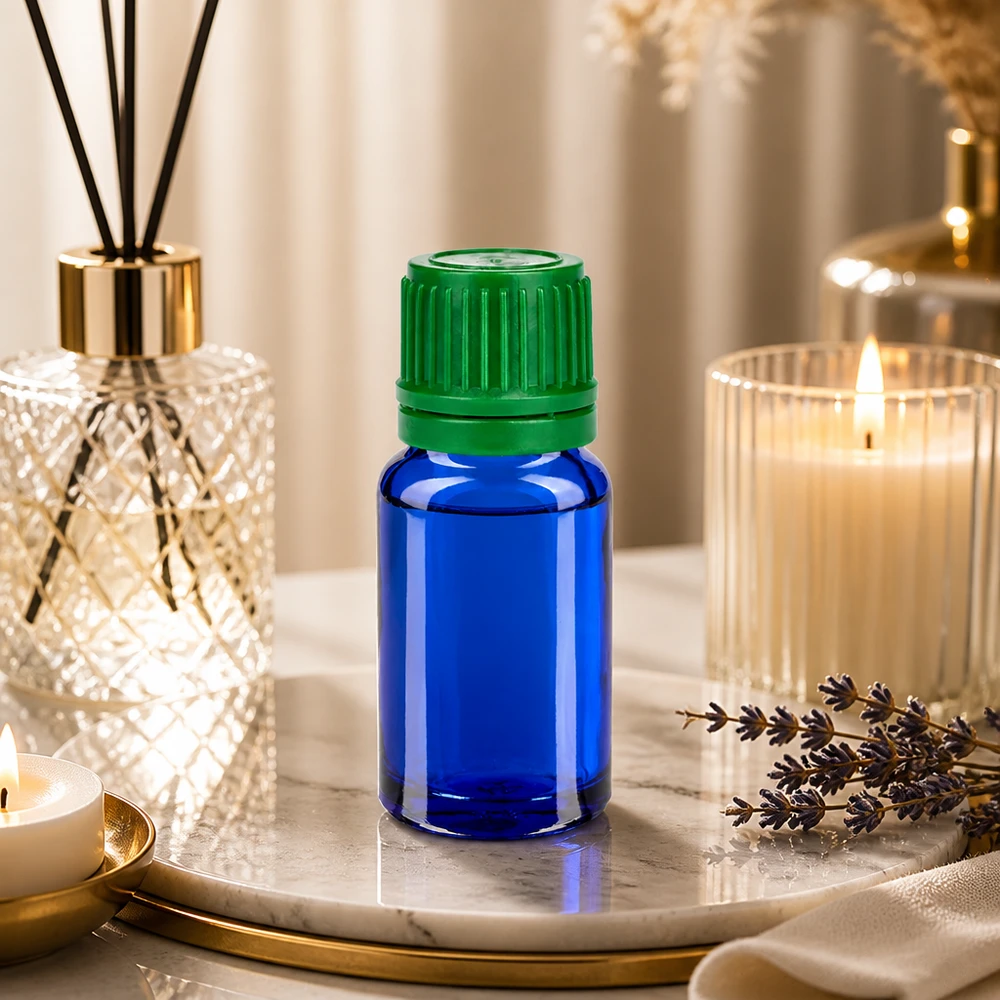 10ml Flasche 11mm Schraubverschluss grün Originalitätsverschluss BlueLine UT18/10 10ml Violettglas-Optik Flasche mit grünem Verschluss schützt Inhaltsstoffe vor Lichteinfällen