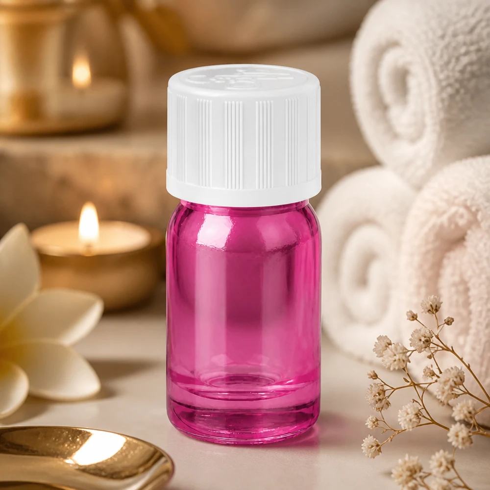 5ml Tropfflasche 1.2mm weiß Standard Kindersicher PurpleLine. UT18/5 Robuste 5ml Glasflasche mit weißem KiSi-Verschluss in violett für langfristige Lagerung