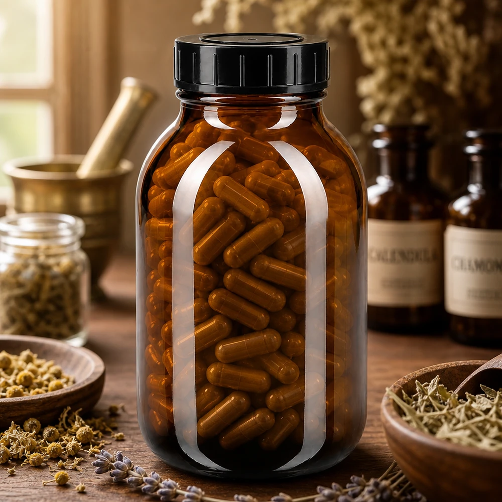 Bottiglia per farmacisti da 500 ml in vetro ambrato con protezione UV e pratico tappo a vite