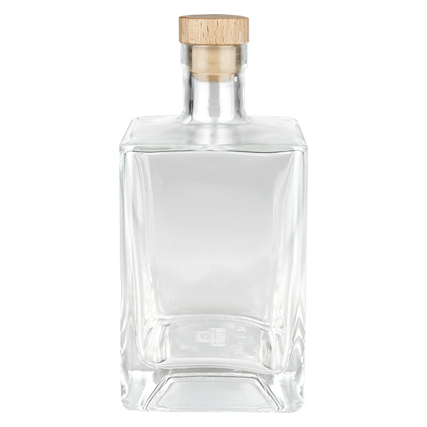 Bouteille en verre 700 ml « Ben » avec bouchon en bois UNiTWIST®