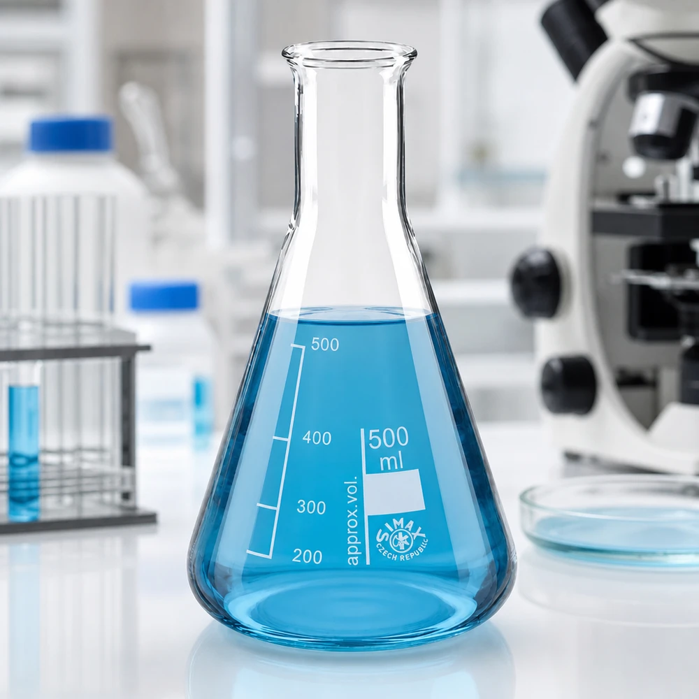 Erlenmeyer 500ml col large, verre borosilicate Erlenmeyer à col étroit 500ml avec échelle graduée en millilitres pour les analyses scientifiques et les synthèses