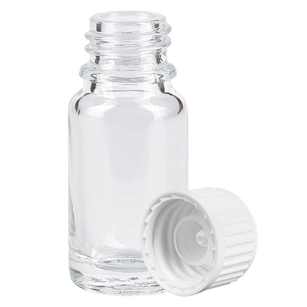 10ml Globuliflasche 3mm Giessring weiß Standardverschluss ClearLine UT18/10