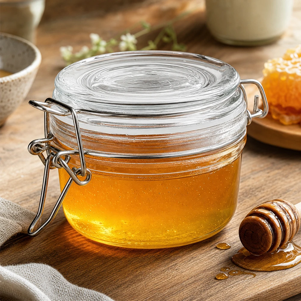 Barattolo di alta qualità da 100 ml con tappo oscillante in vetro spesso per una conservazione duratura in cucina