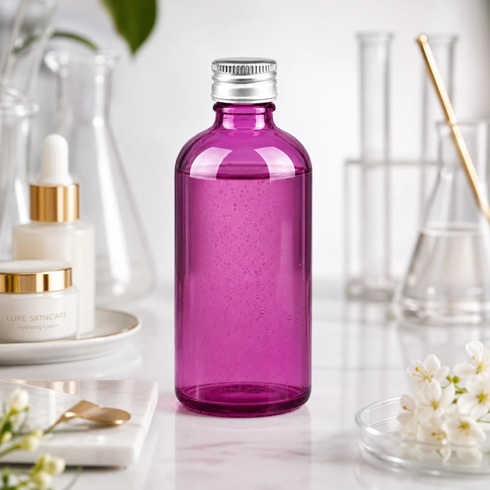 100ml Flas. 11mm Schraubverschluss Alu-Silber Standard PurpleLine. UT18/100 Stilvolle Glasverpackung 100ml in Purple ideal für DIY-Kosmetik und natürliche Pflegeöle