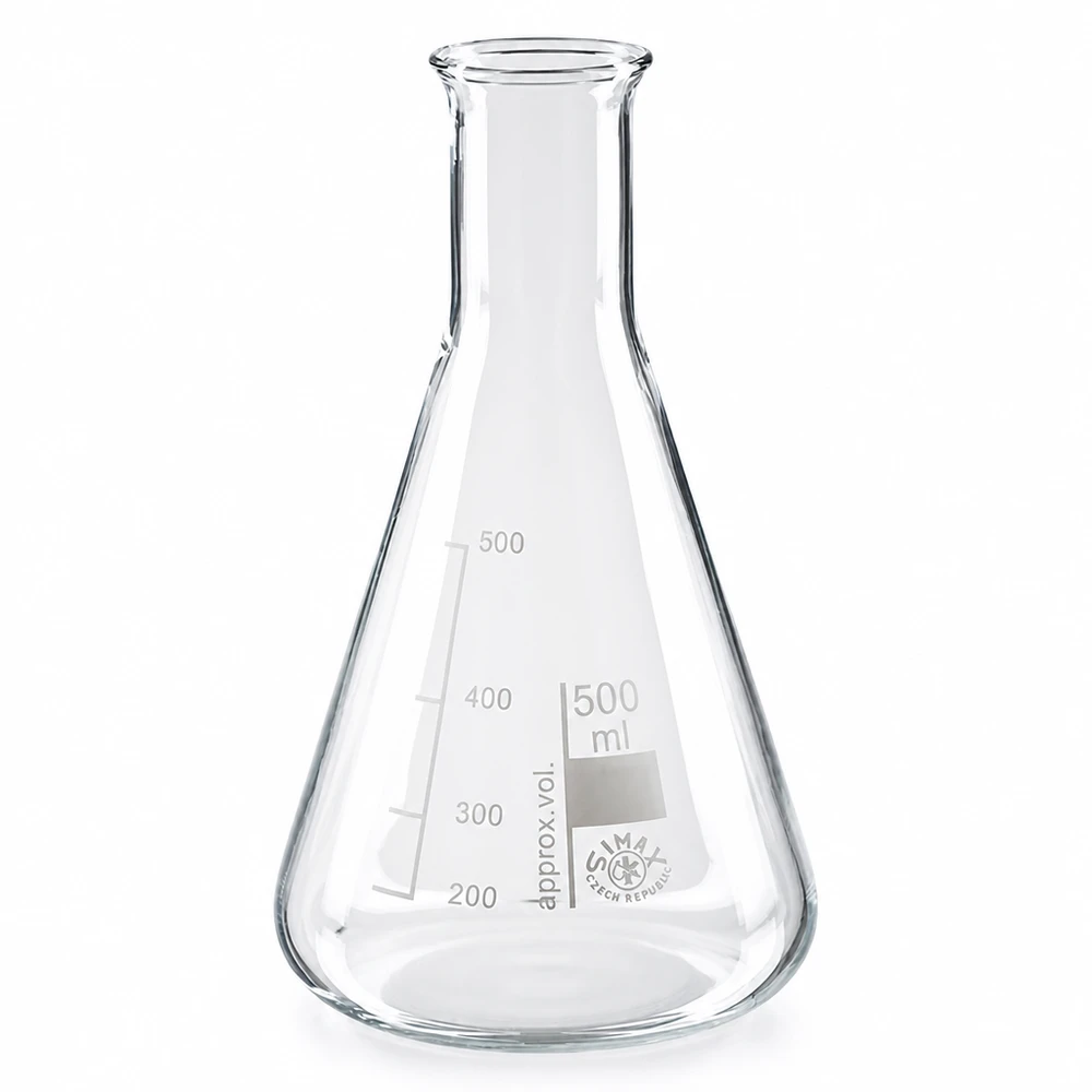 Erlenmeyer 500ml col large, verre borosilicate Fiole de laboratoire 500ml conique avec bec verseur étroit pour une manipulation sûre