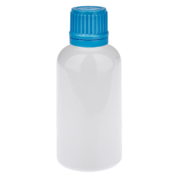 Flacone da 30 ml con tappo a vite blu da 11 mm, tappo di sicurezza WhiteLine UT18/30 Flacone da 30 ml con tappo a vite blu da 11 mm, tappo di sicurezza WhiteLine UT18/30